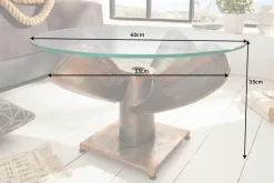 Maritimer Couchtisch OCEAN M 60cm kupfer geflammt rund Schiffsschraube Glasplatte