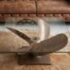 Maritimer Couchtisch OCEAN L 85cm antik kupfer mit Schiffsschraube und Glasplatte