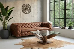 Maritimer Couchtisch OCEAN L 85cm antik kupfer mit Schiffsschraube und Glasplatte