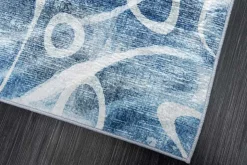 Maritimer Teppich OCEAN 230x160cm blau weiß Flachgewebe Indoor-Teppich