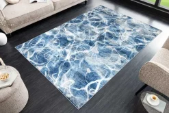 Maritimer Teppich OCEAN 230x160cm blau weiß Flachgewebe Indoor-Teppich