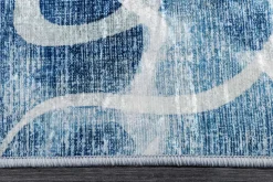 Maritimer Teppich OCEAN 230x160cm blau weiß Flachgewebe Indoor-Teppich