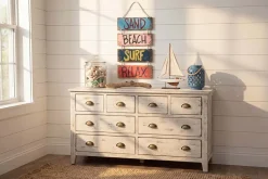 Maritimes Wandschild SURF & BEACH 110cm buntes Holzdesign Deko-Schild