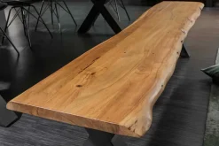 Massive Baumstamm Bank MAMMUT NATURE 160cm Akazienholz 3,5cm dicke Platte