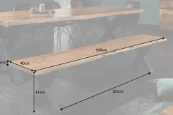 Massive Baumstamm Bank MAMMUT NATURE 160cm Akazienholz 3,5cm dicke Platte