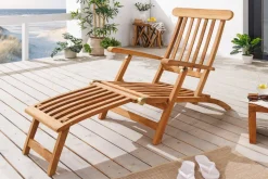 Massive Gartenliege EMPIRE TEAK 175cm natur Teakholz Deckchair verstellbar