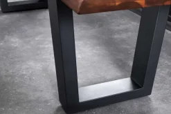 Massive Sitzbank GENESIS 160cm braun Akazienholz schwarz Metallgestell Baumkante