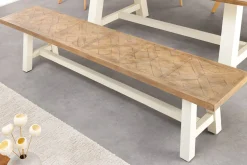 Massive Sitzbank HAMPTONS 160cm hellbraun creme Pinienholz