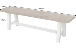 Massive Sitzbank HAMPTONS 160cm hellbraun creme Pinienholz