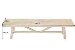 Massive Sitzbank RIVIERA 180cm natur recyceltes Pinienholz Landhaus-Stil
