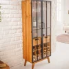 Massive Vitrine SEVEN SEAS 150cm natur Pinie Industrial-Türen Metall Barschrank