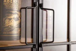 Massive Vitrine SEVEN SEAS 150cm natur Pinie Industrial-Türen Metall Barschrank