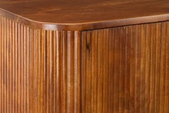 Massiver Barschrank GATSBY 140cm braun Mangoholz gold Metallgestell Retro
