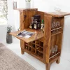 Massiver Barschrank MAKASSAR 85cm braun Sheesham stone finish Hausbar