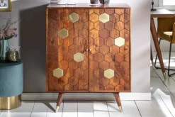 Massiver Barschrank MYSTIC LIVING 75cm Akazie braun gold Retro Design