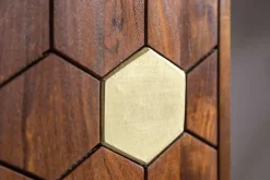 Massiver Barschrank MYSTIC LIVING 75cm Akazie braun gold Retro Design