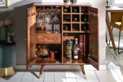 Massiver Barschrank MYSTIC LIVING 75cm Akazie braun gold Retro Design