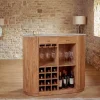 Massiver Bartisch TRES CHIC 120cm braun Mangoholz weiß Marmor mit Flaschenregal