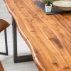 Massiver Baumstamm Esstisch GENESIS 200cm Akazie Baumkante Kufengestell Industrial Finish