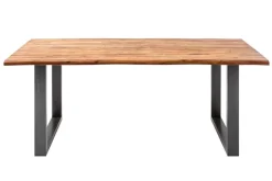Massiver Baumstamm Esstisch GENESIS 200cm Akazie Baumkante Kufengestell Industrial Finish