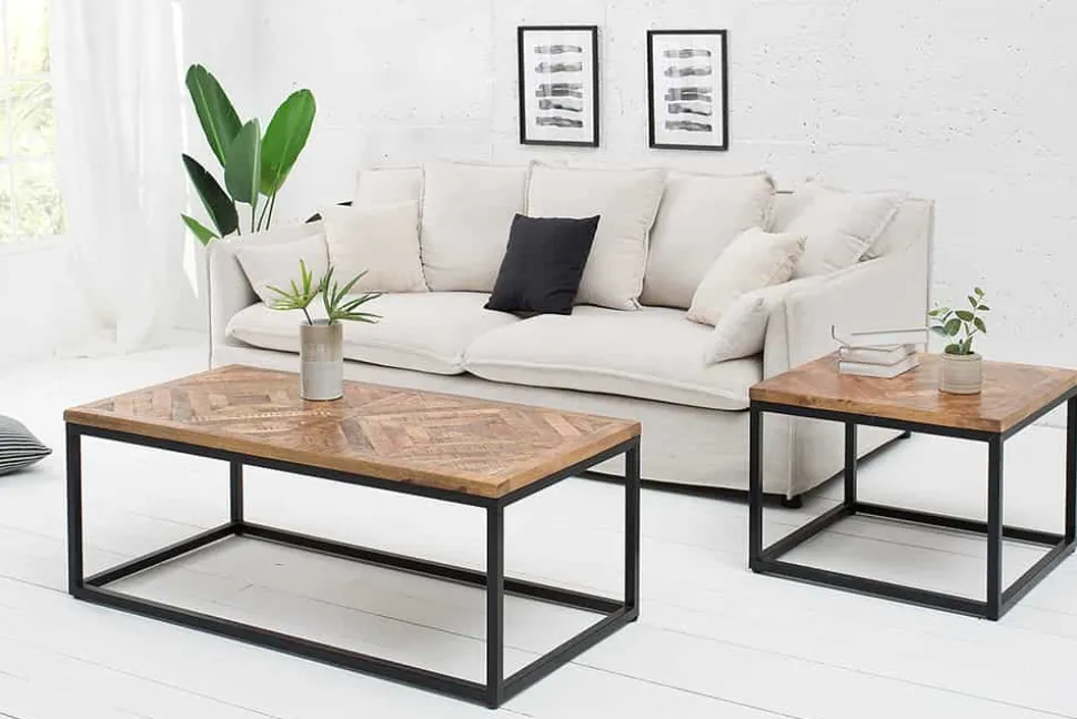 Massiver Beistelltisch INFINITY HOME 60cm Mangoholz Industrial Design