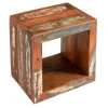 Massiver Beistelltisch JAKARTA 45cm bunt Cube aus recyceltem Holz Regal