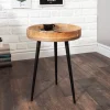 Massiver Beistelltisch PURE NATURE 35cm natur Mangoholz rund mit schwarzen Metallbeinen