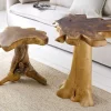 Massiver Beistelltisch ROOT 60cm Teakholz mit Jahresringen