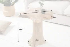 Massiver Beistelltisch ROOT 60cm Teakholz mit Jahresringen