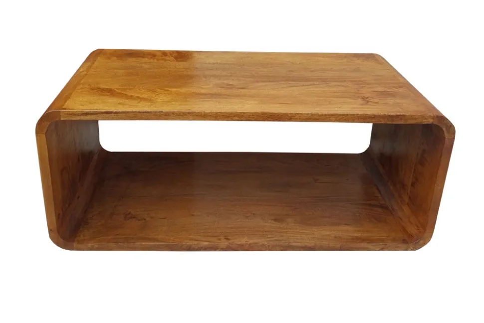 Massiver Couchtisch CUBUS 100cm braun honey finish Mangoholz handmade