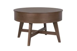 Massiver Couchtisch KYOTO 70cm braun Mangoholz im Walnuss-Design mit Stauraum
