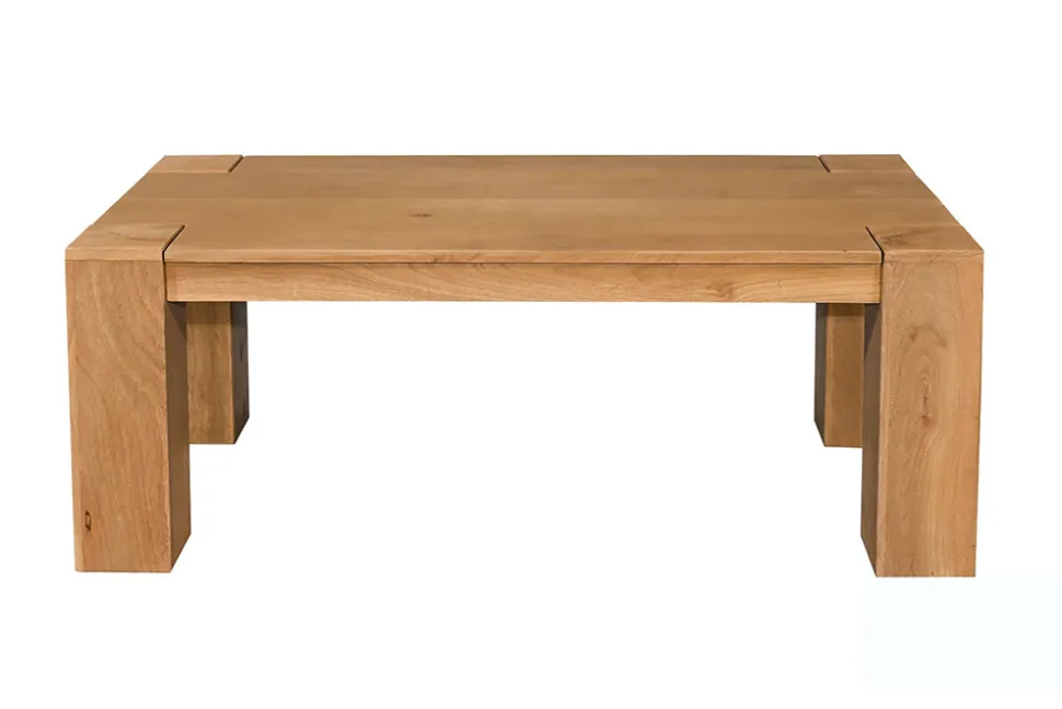 Massiver Couchtisch MAKASSAR 100cm natur Mangoholz cream finish einzigartige Maserung