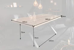 Massiver Esstisch BARRACUDA 180cm Teakholz inkl. Glasplatte mit X-Gestell