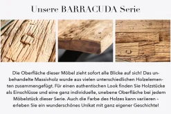 Massiver Esstisch BARRACUDA 200cm antik Teak Holz mit Stahl Kufenfüßen inkl. Glasplatte