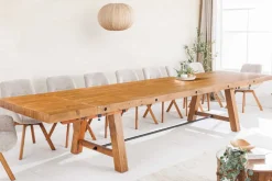 Massiver Esstisch FINCA 300-400cm vintage braun verlängerbar recyceltes Pinienholz