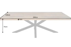 Massiver Esstisch GALAXIE 240cm vintage braun recyceltes Pinienholz schwarzes Stahlgestell