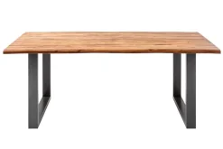 Massiver Esstisch GENESIS 180cm braun Akazienholz Baumkante Eisengestell Industrial