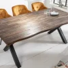 Massiver Esstisch GENESIS VINTAGE 200cm braun Akazienholz schwarzes X-Gestell Baumkante