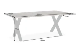 Massiver Esstisch GENESIS VINTAGE 200cm braun Akazienholz schwarzes X-Gestell Baumkante