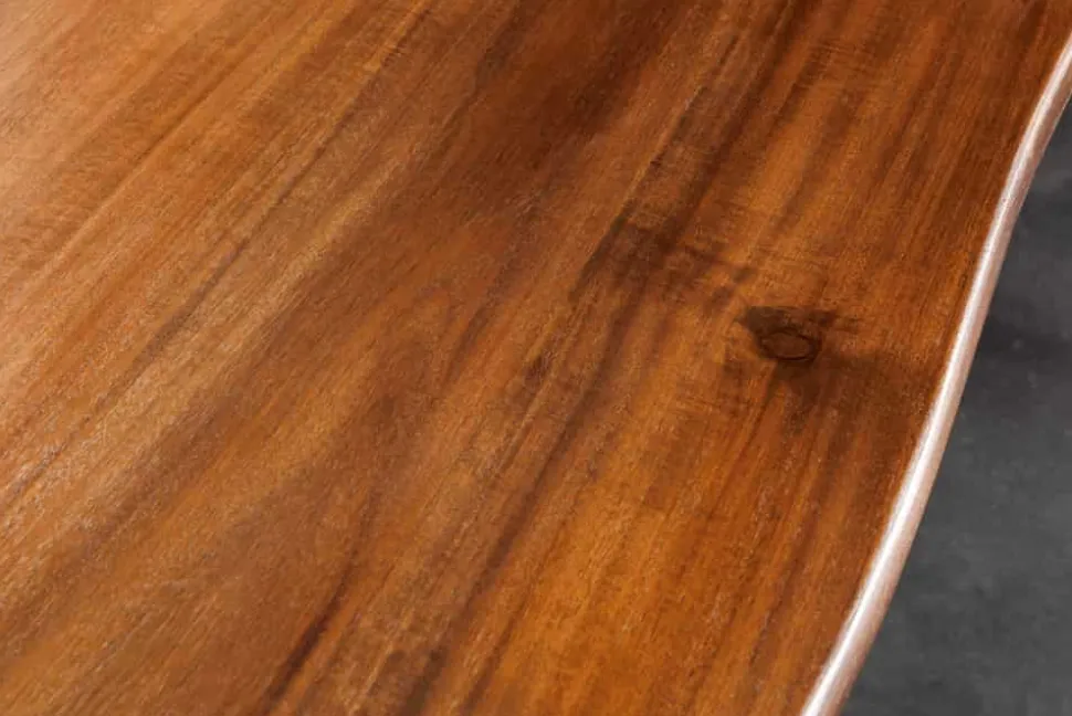 Massiver Esstisch GENESIS 200cm braun Akazienholz schwarz X-Gestell Baumkante