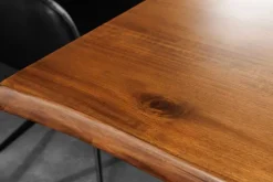 Massiver Esstisch GENESIS 200cm braun Akazienholz schwarz X-Gestell Baumkante