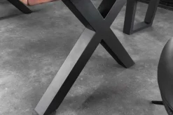 Massiver Esstisch GENESIS 200cm braun Akazienholz schwarz X-Gestell Baumkante