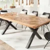 Massiver Esstisch INFINITY HOME 160cm natur schwarz Mangoholz Industrial Design X-Gestell