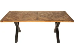 Massiver Esstisch INFINITY HOME 160cm natur schwarz Mangoholz Industrial Design X-Gestell