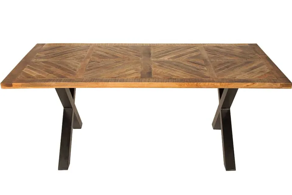 Massiver Esstisch INFINITY HOME 160cm natur schwarz Mangoholz Industrial Design X-Gestell
