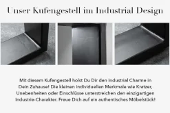 Massiver Esstisch IRON CRAFT 120cm Mangoholz schwarzes Eisengestell Kufe Industrial Design