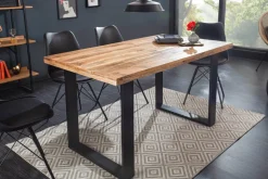Massiver Esstisch IRON CRAFT 120cm Mangoholz schwarzes Eisengestell Kufe Industrial Design