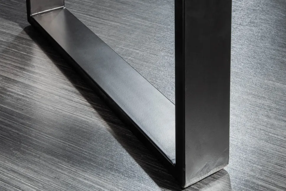 Massiver Esstisch IRON CRAFT 120cm Mangoholz schwarzes Eisengestell Kufe Industrial Design