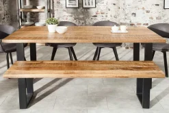 Massiver Esstisch IRON CRAFT 180cm natur Mangoholz Eisen Kufengestell Industrial Design
