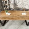 Massiver Esstisch IRON CRAFT 160cm natur Mangoholz Eisen Kufengestell Industrial Design